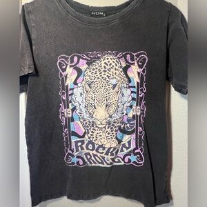 Zutter Black Short Sleeve Graphic Tee - Leopard "Rock n Roll"